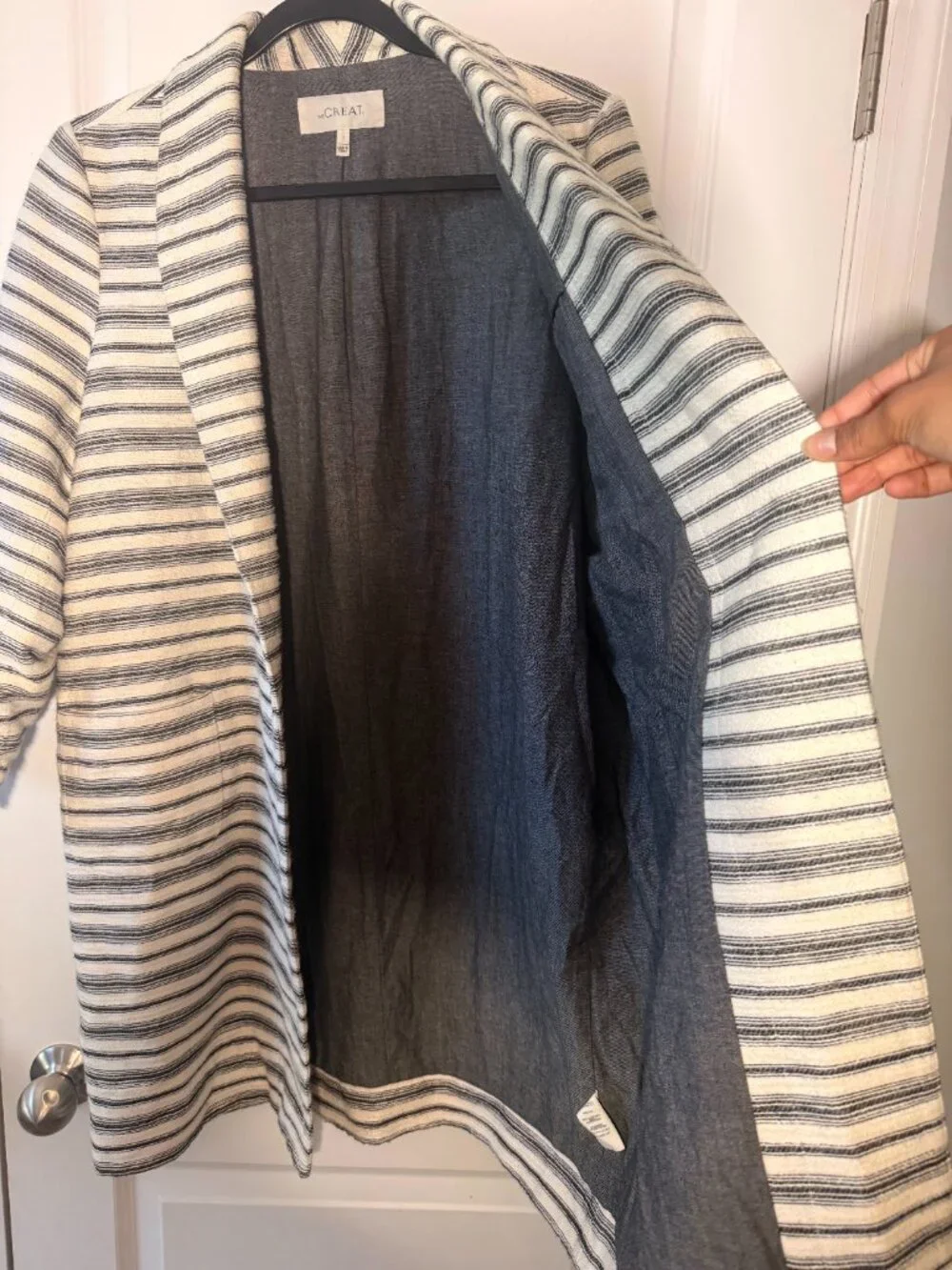The Great. Open Face Jacket | Striped Blue & White | Women’s Size 1 Small